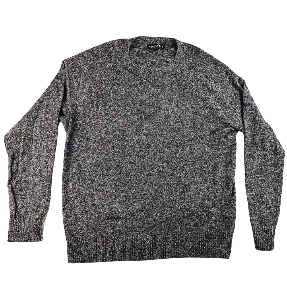 J.Crew Mercantile Speckled Knit Sweater Men L Gray Marled Raglan‎ Lambs Wool